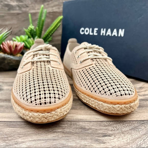 NIB Cole Haan Cloud 3Eye Espadrille Loafer Oxford Boat Shoes Perforated 8B - Picture 3 of 11